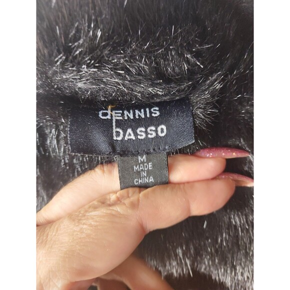 Dennis Basso Denim Jacket With Black Faux Fur Removable Vest Lining Blue Size M - Picture 8 of 8